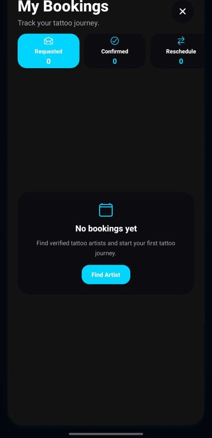 Tatzo My Bookings tattoo journey tracking screen