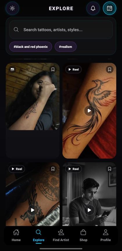Tatzo Explore tattoo discovery screen