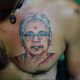 Portrait tattoo artwork on skin representing a personal tattoo story